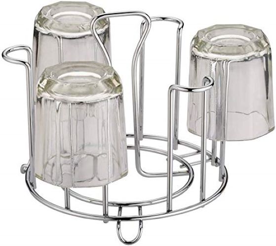 SS Glass Stand - SS304 Stainless Steel, Customized Sizes Available, Silver Color | Durable Glass Holder for Home & Commercial Kitchens