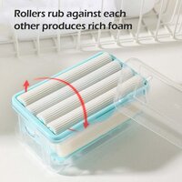 MULTIFUNCTIONAL 2IN1 PORTABLE SOAP DISH SOAP DISPENSER WITH ROLLER AND DRAIN HOLES SOAP HOLDER FOAMING SOAP BAR BOX (6296)