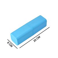 BLUE SQUARE SHAPE CAPSULE TRAVEL TOOTHBRUSH TOOTHPASTE CASE HOLDER PORTABLE TOOTHBRUSH STORAGE PLASTIC TOOTHBRUSH HOLDER (4991)