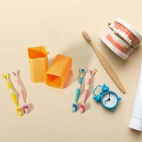 SAFFRON SQUARE SHAPE CAPSULE TRAVEL TOOTHBRUSH TOOTHPASTE CASE HOLDER PORTABLE TOOTHBRUSH STORAGE PLASTIC TOOTHBRUSH HOLDER (4993)
