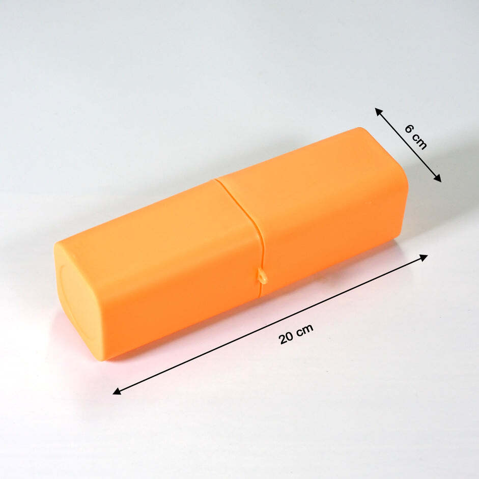 SAFFRON SQUARE SHAPE CAPSULE TRAVEL TOOTHBRUSH TOOTHPASTE CASE HOLDER PORTABLE TOOTHBRUSH STORAGE PLASTIC TOOTHBRUSH HOLDER (4993)