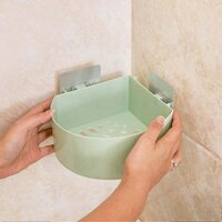 4033 CORNER SHELF BATHROOM KITCHEN RACK SELF ADHESIVE SHOWER CADDY PLASTIC TRIANGLE WALL MOUNT STORAGE BASKET (4033)