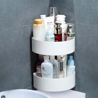 4033 CORNER SHELF BATHROOM KITCHEN RACK SELF ADHESIVE SHOWER CADDY PLASTIC TRIANGLE WALL MOUNT STORAGE BASKET (4033)