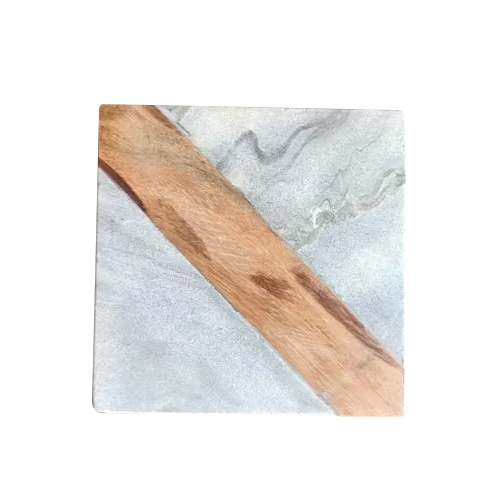 Brown Square Shape Coaster - Wood/marble Material, Customized Size | Polished Finish For Elegant Home Dã©cor