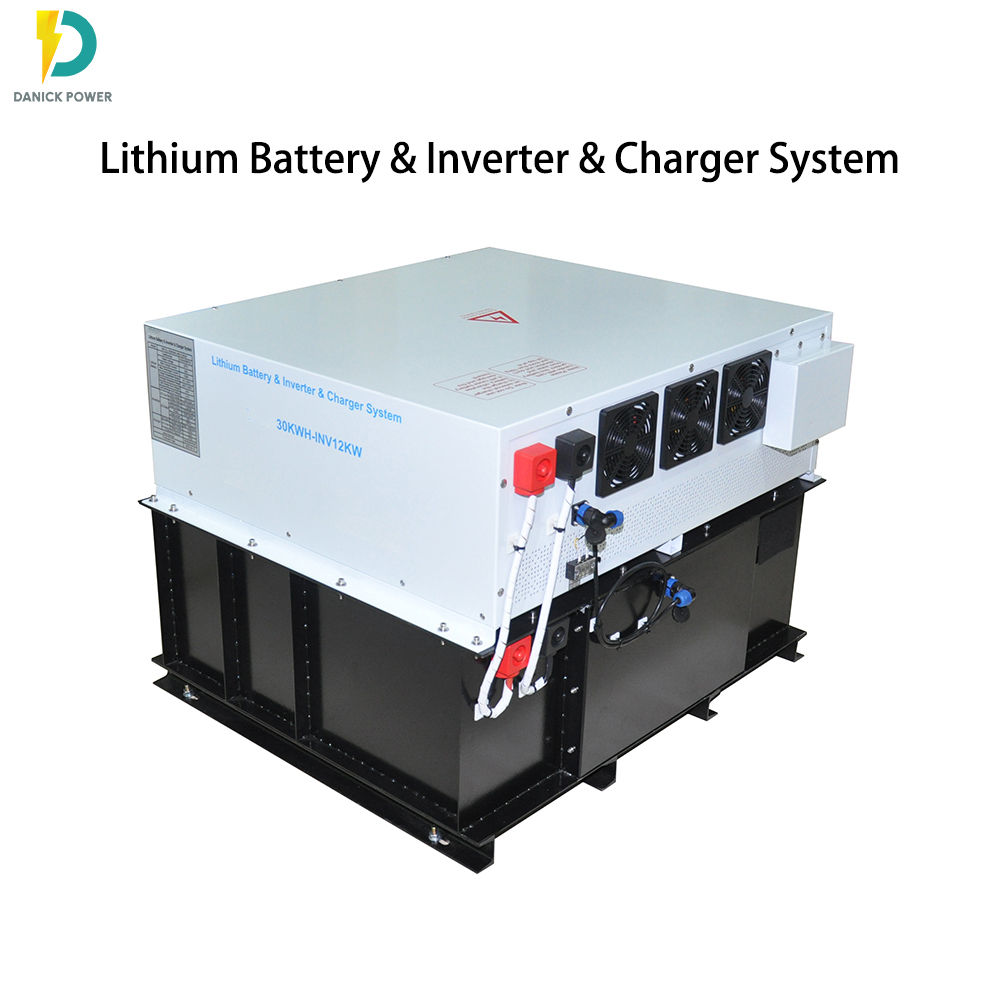 All in one system 32KWH LiFePO4 Lithium Battery with AC Charger and 12-15KW 120/240V Inverter for mobile vehicle application