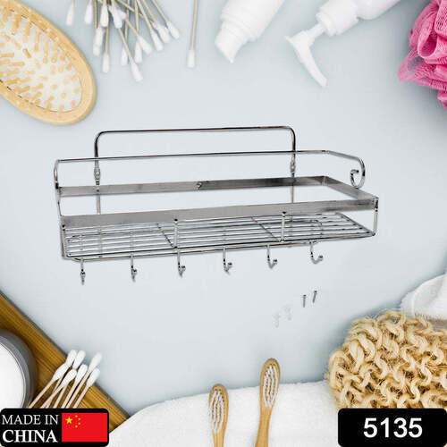 Stainless Steel Chrome Finish Silver Wall Mount Multi Purpose Bathroom Shelf 35 Cm (5135) Power Consumption: N/a