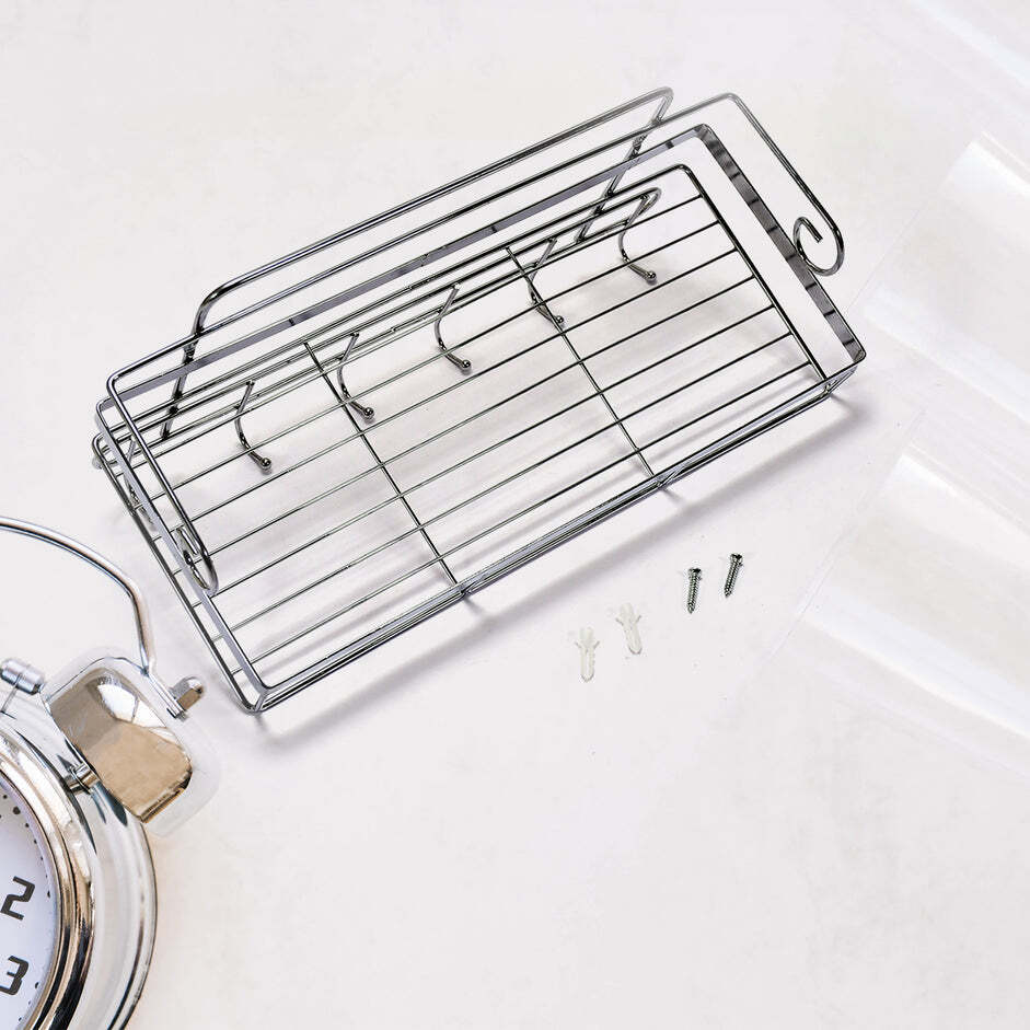 STAINLESS STEEL CHROME FINISH SILVER WALL MOUNT MULTI PURPOSE BATHROOM SHELF 35 CM (5135)