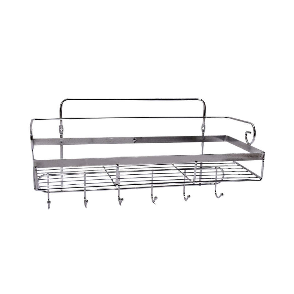 STAINLESS STEEL CHROME FINISH SILVER WALL MOUNT MULTI PURPOSE BATHROOM SHELF 35 CM (5135)