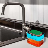 2IN1 SPONGE HOLDER SOAP DISPENSER MANUALPRESS LIQUID PUMP STORAGE (6212)