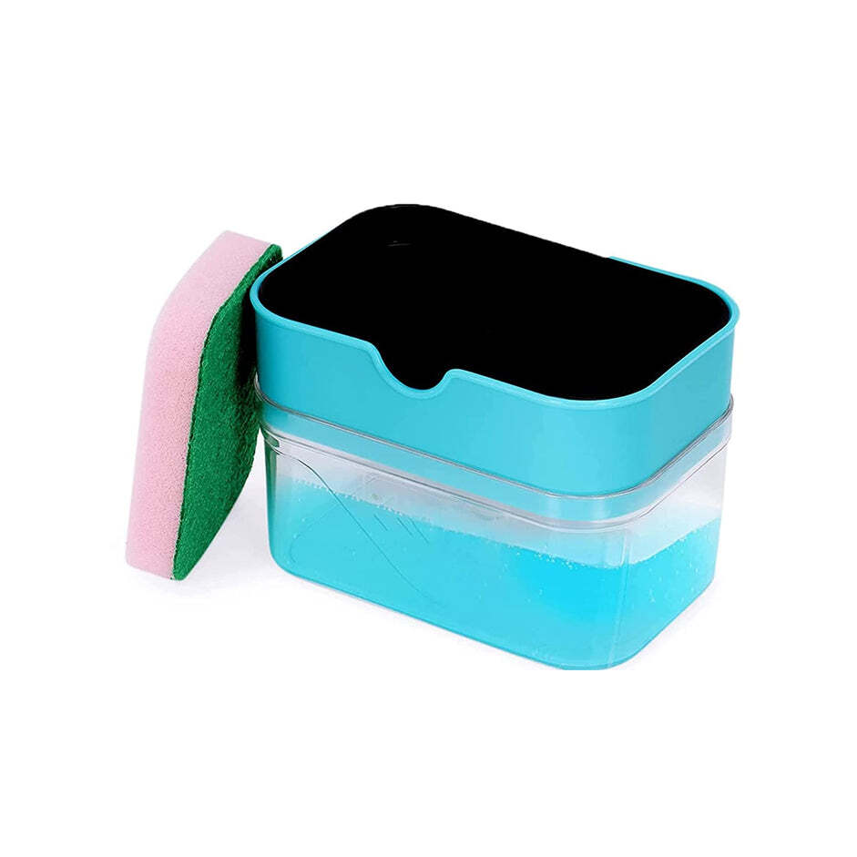 2IN1 SPONGE HOLDER SOAP DISPENSER MANUALPRESS LIQUID PUMP STORAGE (6212)