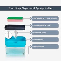 2IN1 SPONGE HOLDER SOAP DISPENSER MANUALPRESS LIQUID PUMP STORAGE (6212)