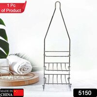 Shower Caddy With Adjustable Arms Holder Bathroom Shelves Storage Rack (5150) - Rubber & Plastic, 16x11x49 Cm, Matte White | Flexible Hanging Options, Drainage Slots, Built-in Hooks