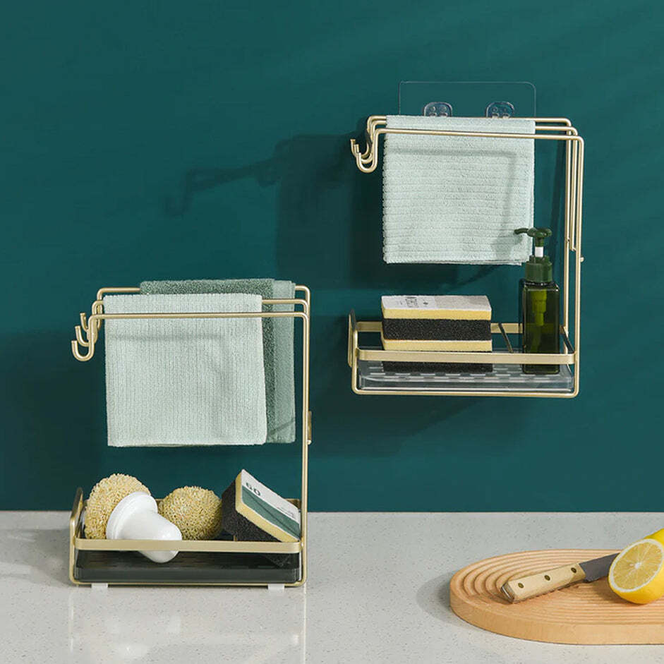 STEEL KITCHEN SINK RACK SHELF DRAIN BASKET RACK ORGANIZER (7681)