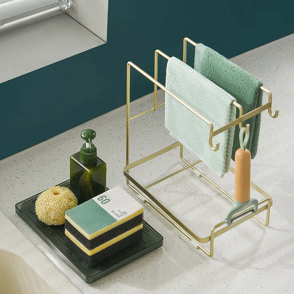 STEEL KITCHEN SINK RACK SHELF DRAIN BASKET RACK ORGANIZER (7681)