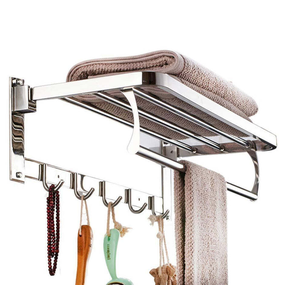 BATHROOM ACCESSORIES STAINLESS STEEL FOLDING TOWEL RACK (0314)