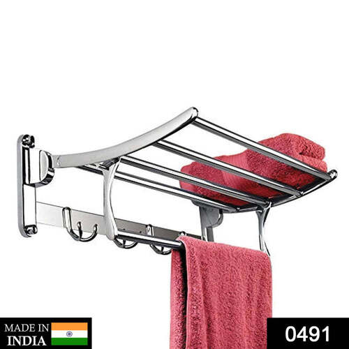 STAINLESS STEEL FOLDING TOWEL RACK CUM TOWEL BAR 18 INCH (0491)