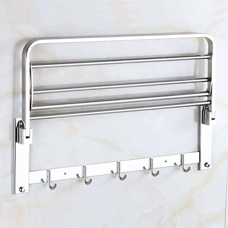 STAINLESS STEEL FOLDING TOWEL RACK CUM TOWEL BAR 18 INCH (0491)