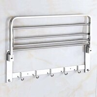 STAINLESS STEEL FOLDING TOWEL RACK CUM TOWEL BAR 18 INCH (0491)