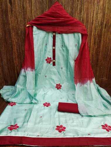 Coco Silk Embroidered Dress with Cotton Bottom - Free Size, Green Color, Hand Washable, Suitable for All Seasons
