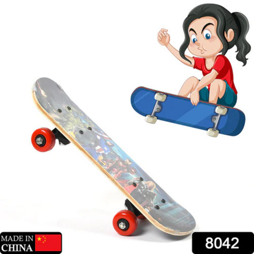 WOOD SKATEBOARD SKATING BOARD LIGHTWEIGHT BOARD COOL SKATE BOARD FOR BEGINNER KIDS TEENS ADULT AND RETURN GIFT ITEM 8042