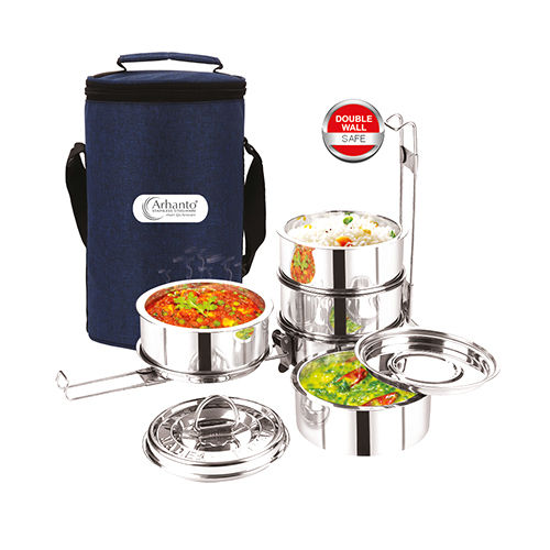 Silver Bento Insulated Lunch Tiffin