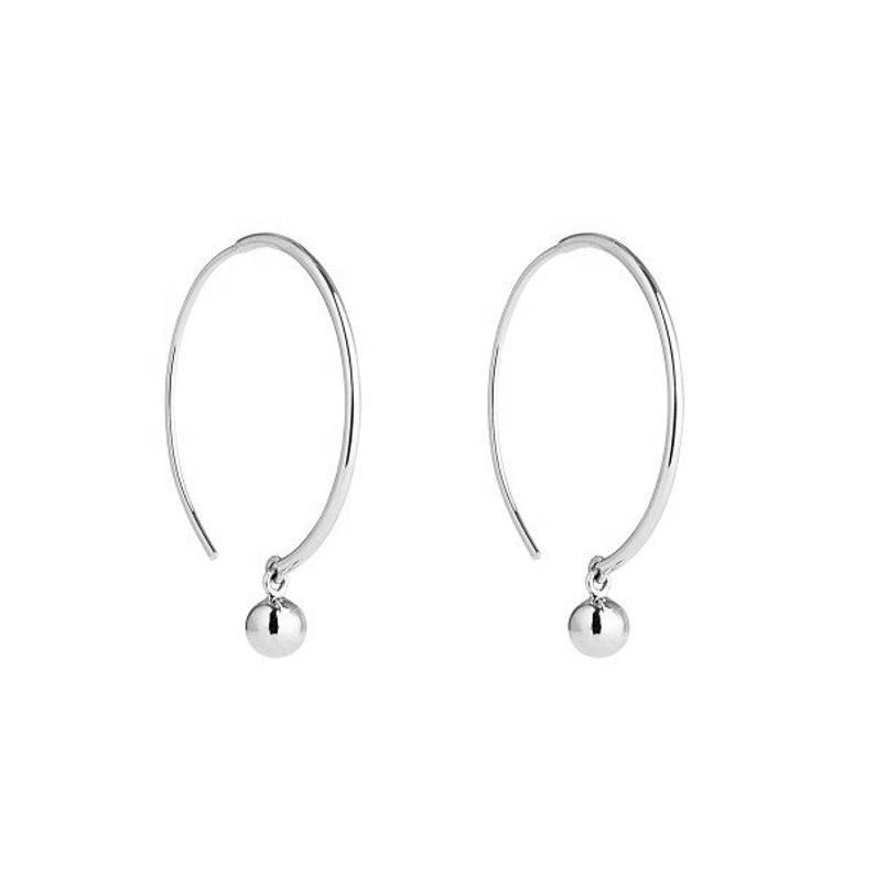 925 Sterling Silver Handmade Large Hoop And Bead Earrings
