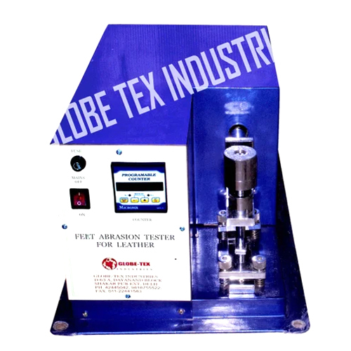 Sole Leather Abrasion Tester - Mild Steel Material, 220-440 Volt Usage | Silver and Blue, Industrial Durability Assessment for Footwear and Concrete Abrasion Resistance