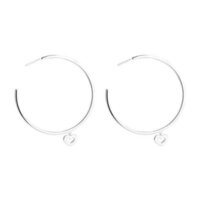 925 Sterling Silver Handmade Large Hoop And Tiny Heart Earrings