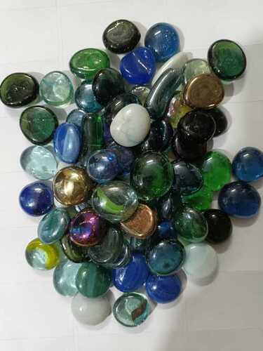 SUPER ROUND POLISHED GLASS PEBBLES IN MIX COLOR / glass FLAT ROUND PEBBLES