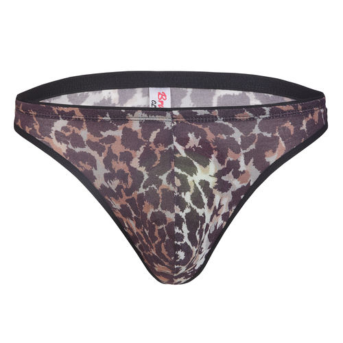 Brown and Black Printed Micro Modal Men Thongs