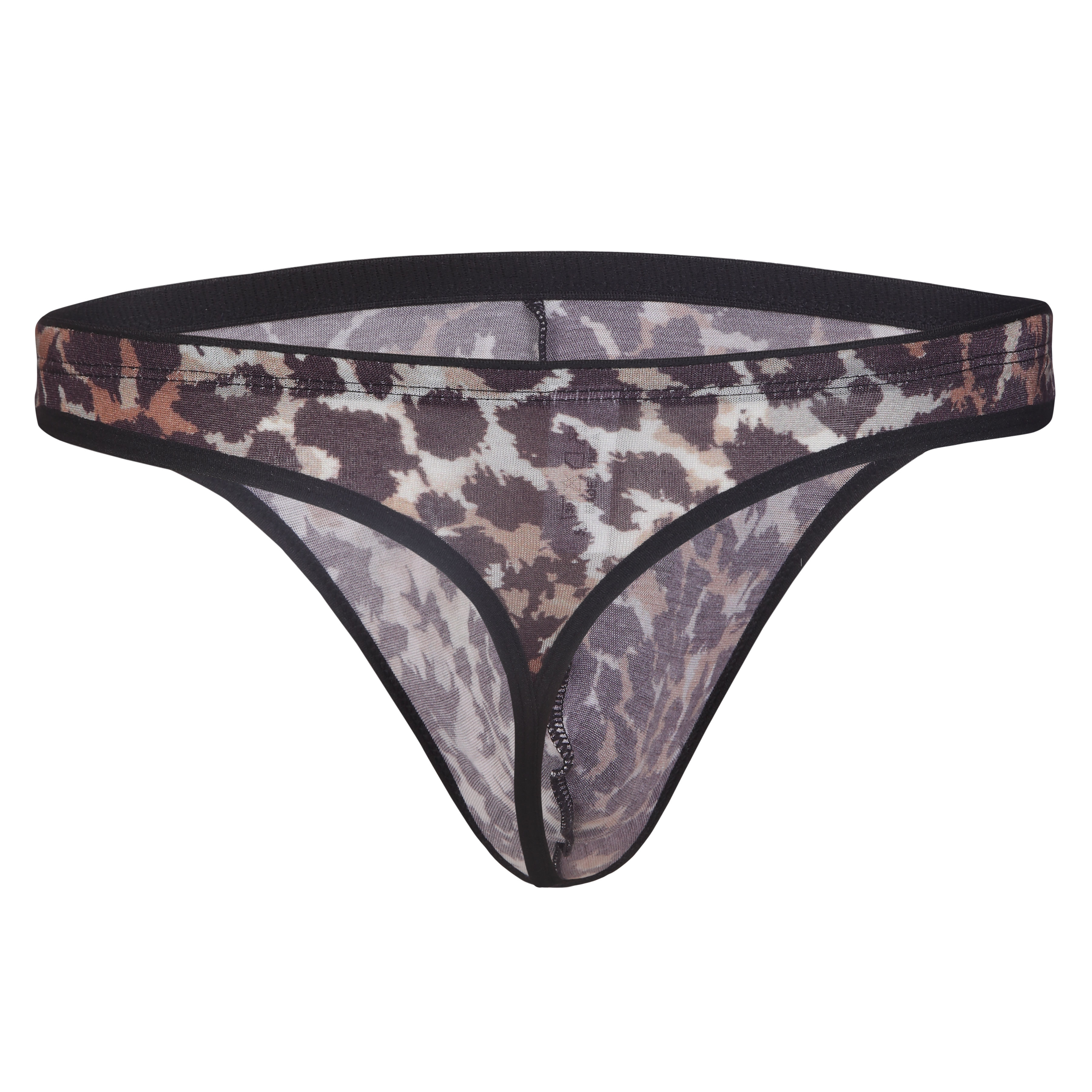 Brown and Black Printed Micro Modal Men Thongs