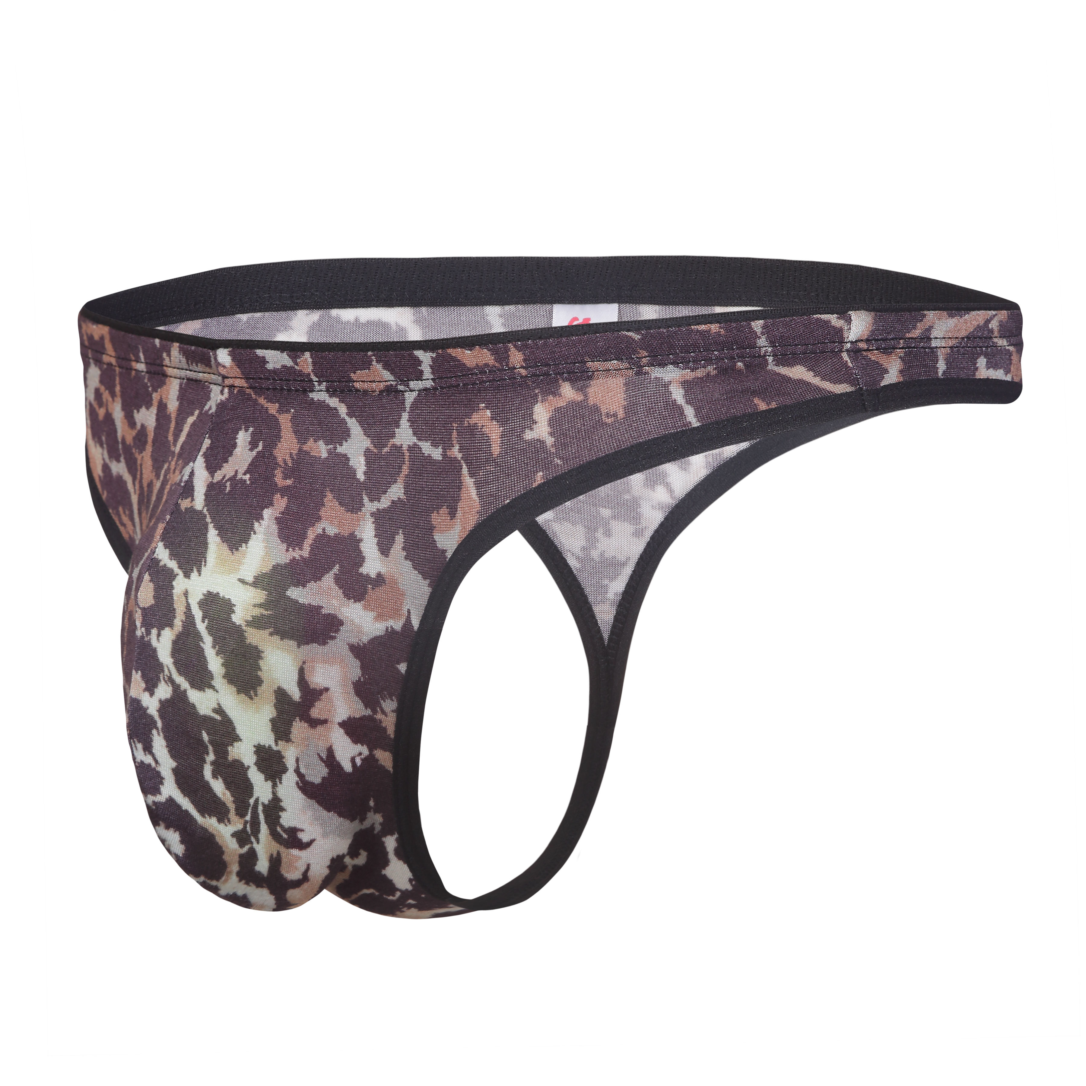 Brown and Black Printed Micro Modal Men Thongs