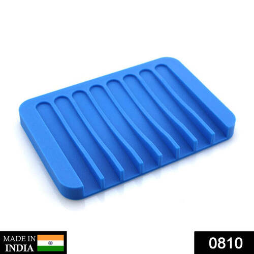 SILICONE SOAP HOLDER SOAP DISH STAND SAVER TRAY CASE FOR SHOWER (0810) - Flexible Food Grade Silicone 4.3"x3.1"x0.4" Multi-Color | Anti-Bacterial Heat Resistant Non-Skid Surface Sloped Drainer Board