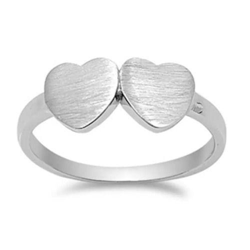 925 Sterling Silver Handcrafted Double Heart Ring Beautiful Silver Ring