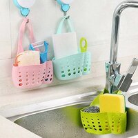 ADJUSTABLE KITCHEN BATHROOM WATER DRAINAGE PLASTIC BASKET/BAG WITH FAUCET SINK CADDY (0762)