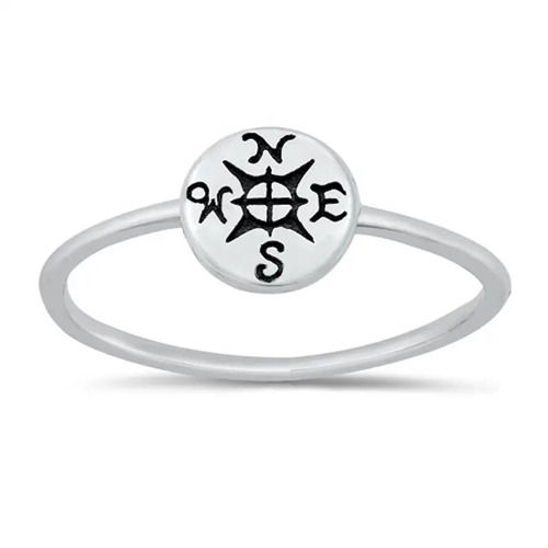 925 Sterling Silver Handmade Compass Ring Plain Silver Ring