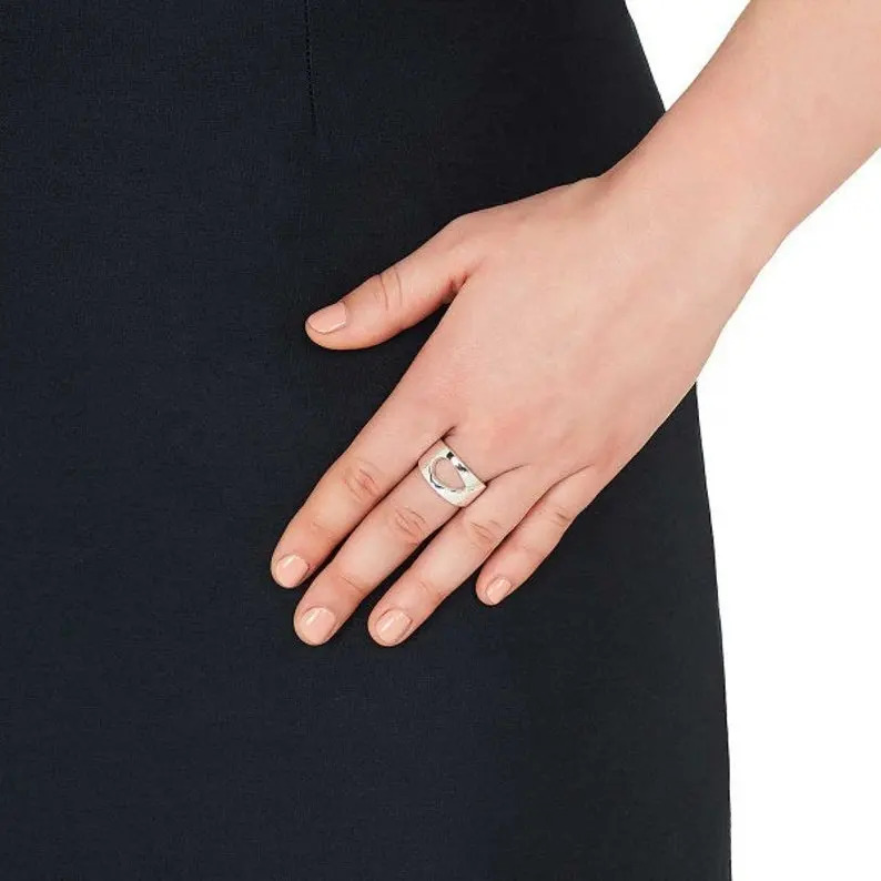 925 Sterling Silver Handmade Unique Minus Midi Boho Style Stacking Band