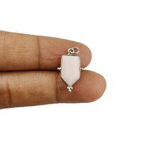 Pink Opal Gemstone Tie Shape Sterling Silver 8x14mm Bezel Pendant