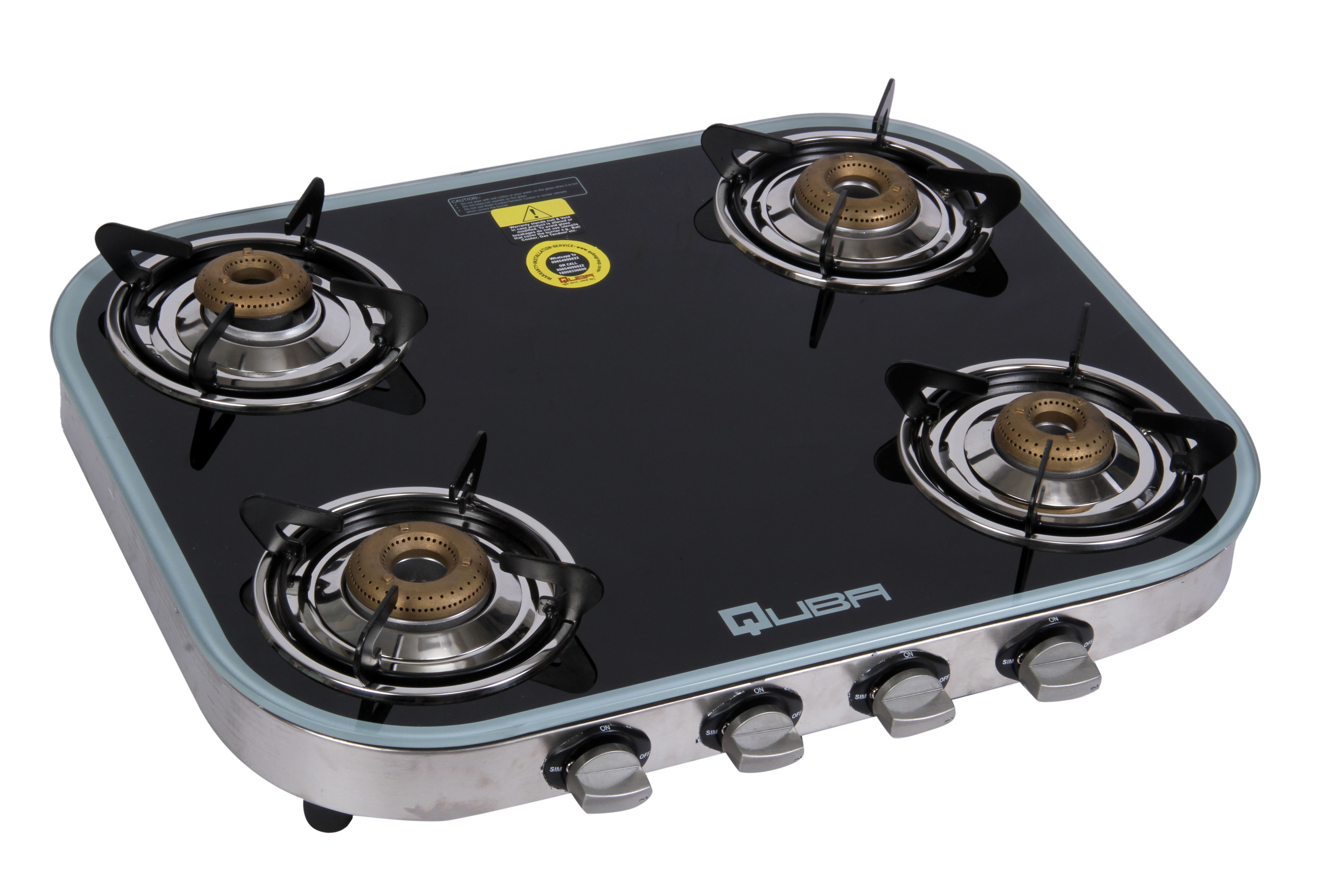 QUBA OVAL SHAPE 4 BURNERS GLASS GAS STOVE