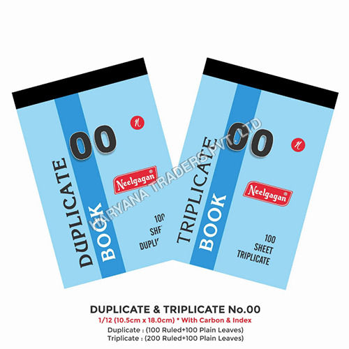 Duplicate and Triplicate No. 00 With Carbon and Index (10.5 cm x 18.0 cm) (Top Bound)