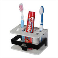 Acrylic Brush Stand - Acrylic Material, Adjustable Size, Glossy White Finish, Rectangular Shape, Wall-mount Style With 4 Holders