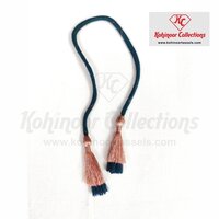 Fabric Dori Both Side Double Tassel - Spun Poly & Zari, Dark Green , Handmade, Decorative, Durable, Versatile For Garments & Home Decor