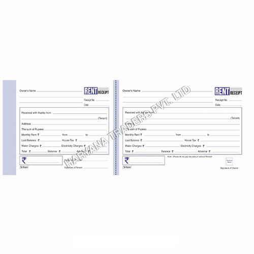 Rent Receipt Book 50 Leaves With Counter Foil (11.0cm x 28.5cm)