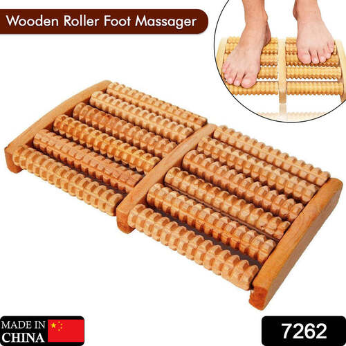 WOODEN FOOT MASSAGER ROLLER REFLEXOLOGY FOOT MASSAGER FOR INCREASE BLOOD CIRCULATION AND PLANTAR FASCIITIS RELIEVE PAIN (7262)