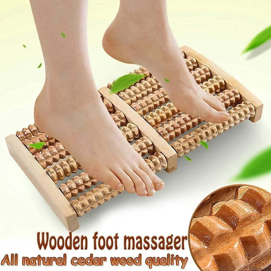 WOODEN FOOT MASSAGER ROLLER REFLEXOLOGY FOOT MASSAGER FOR INCREASE BLOOD CIRCULATION AND PLANTAR FASCIITIS RELIEVE PAIN (7262)