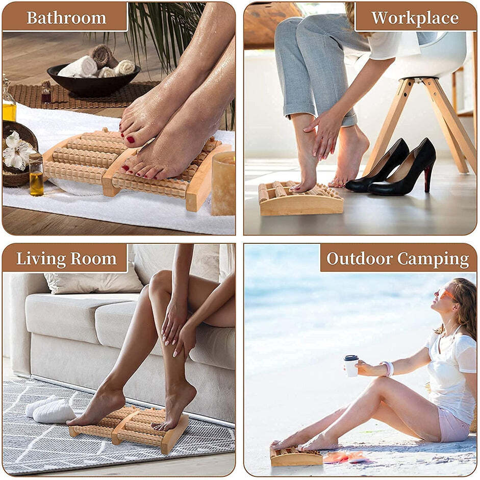 WOODEN FOOT MASSAGER ROLLER REFLEXOLOGY FOOT MASSAGER FOR INCREASE BLOOD CIRCULATION AND PLANTAR FASCIITIS RELIEVE PAIN (7262)