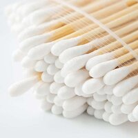 COTTON SWABS BAMBOO WITH WOODEN HANDLES FOR MAKEUP CLEAN CARE EAR CLEANING WOUND CARE COSMETIC TOOL DOUBLE HEAD BIODEGRADABLE ECO FRIENDLY (PACK OF 20) (6016)