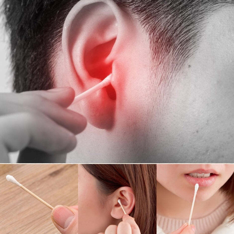 COTTON SWABS BAMBOO WITH WOODEN HANDLES FOR MAKEUP CLEAN CARE EAR CLEANING WOUND CARE COSMETIC TOOL DOUBLE HEAD BIODEGRADABLE ECO FRIENDLY (PACK OF 20) (6016)