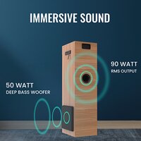 Dyanora Fusion 90 Watt Tower Bluetooth Speaker (Oak Wood)