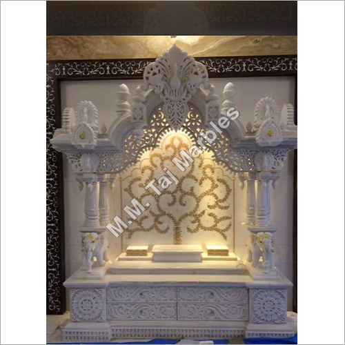 Beautiful White Marble Ghar Mandir Size: Height 6A   Width 4A   Depth 2A